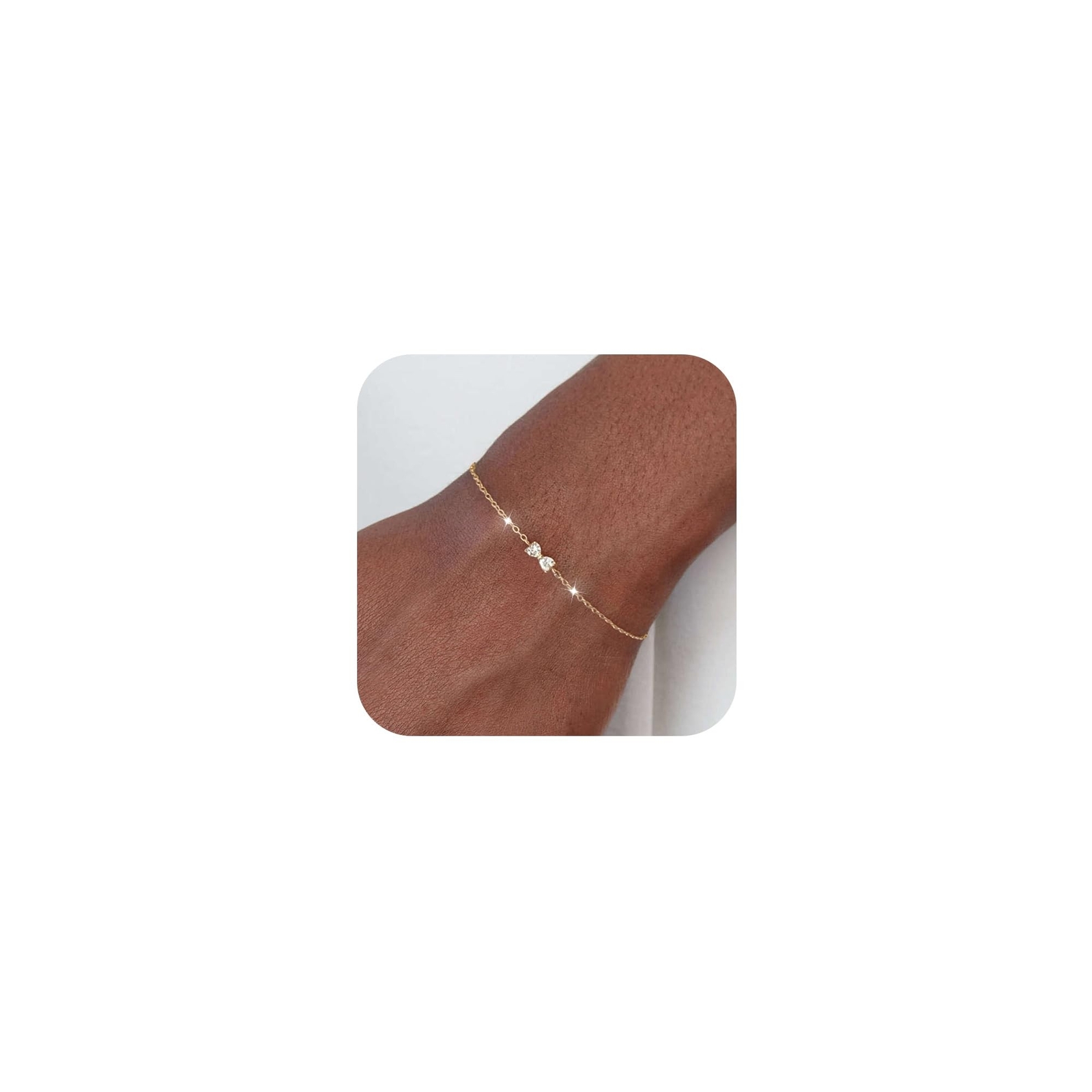Bow Bracelet for Women 925 Sterling Silver 14K Gold Plated Adjustable Charm B...
