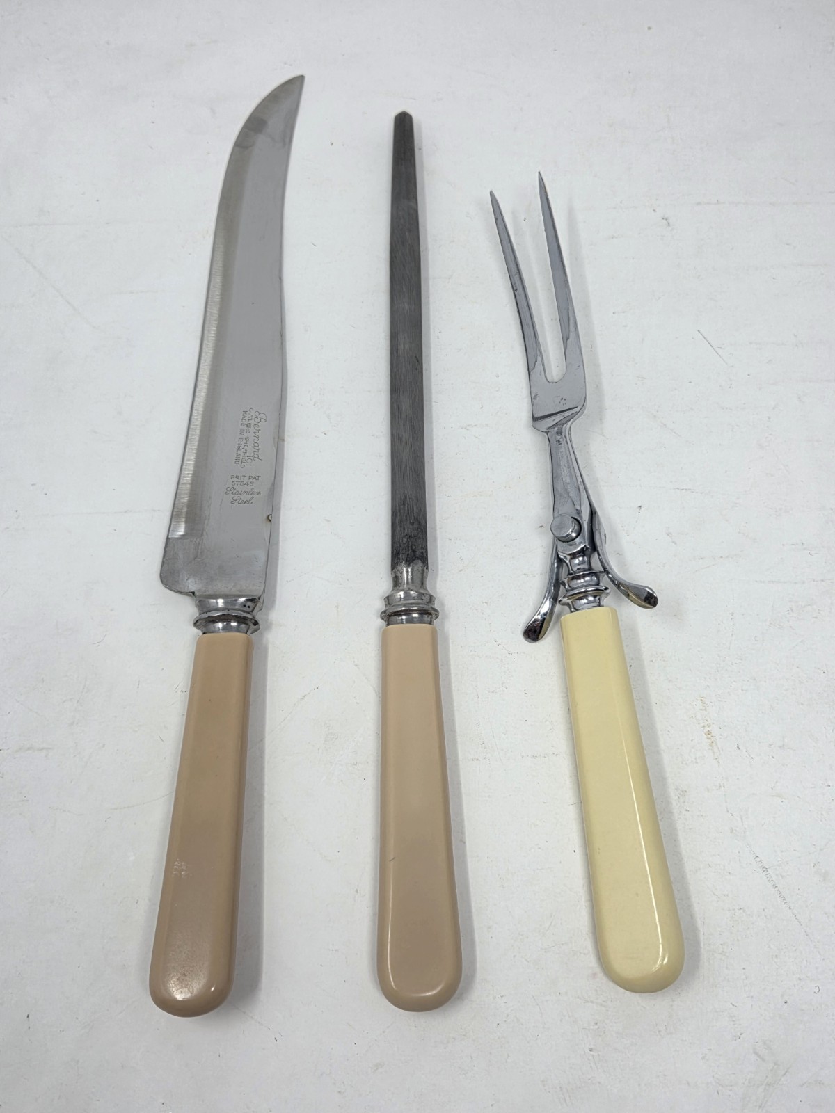 Bernard 101 Sheffield England 3Pc.Hand Forged Carving Set
