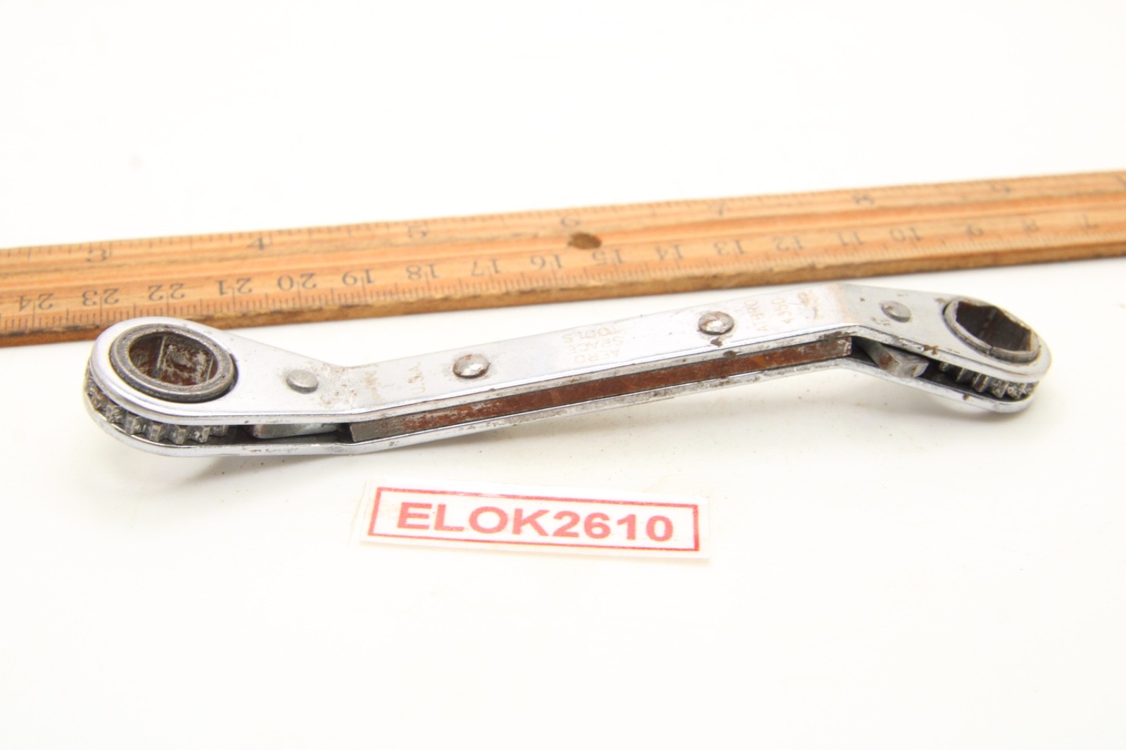 Aero Space Tools ATBRO 4350 7/16'' x 1/2'' Hi-Lok Offset Ratcheting Box Wrench