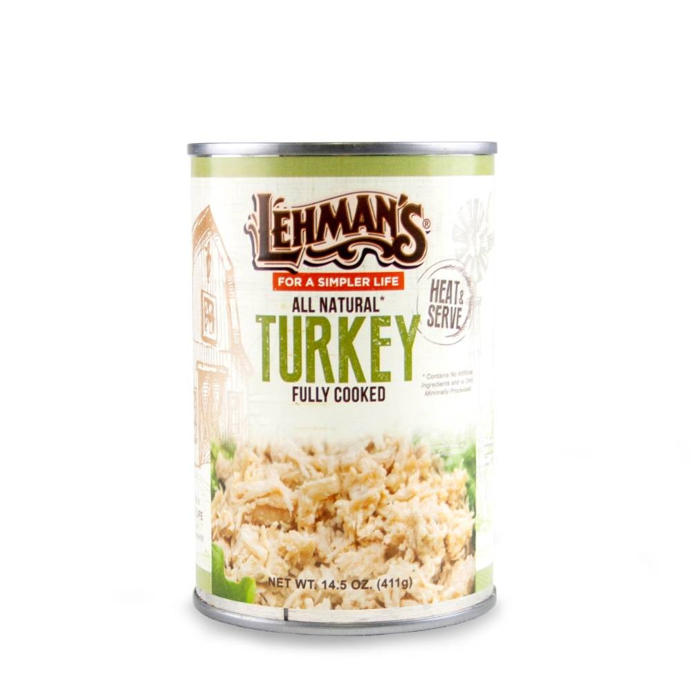 Lehman's All Natural Canned Meat, USA Made, 14.5 oz, Case of 24, Turkey