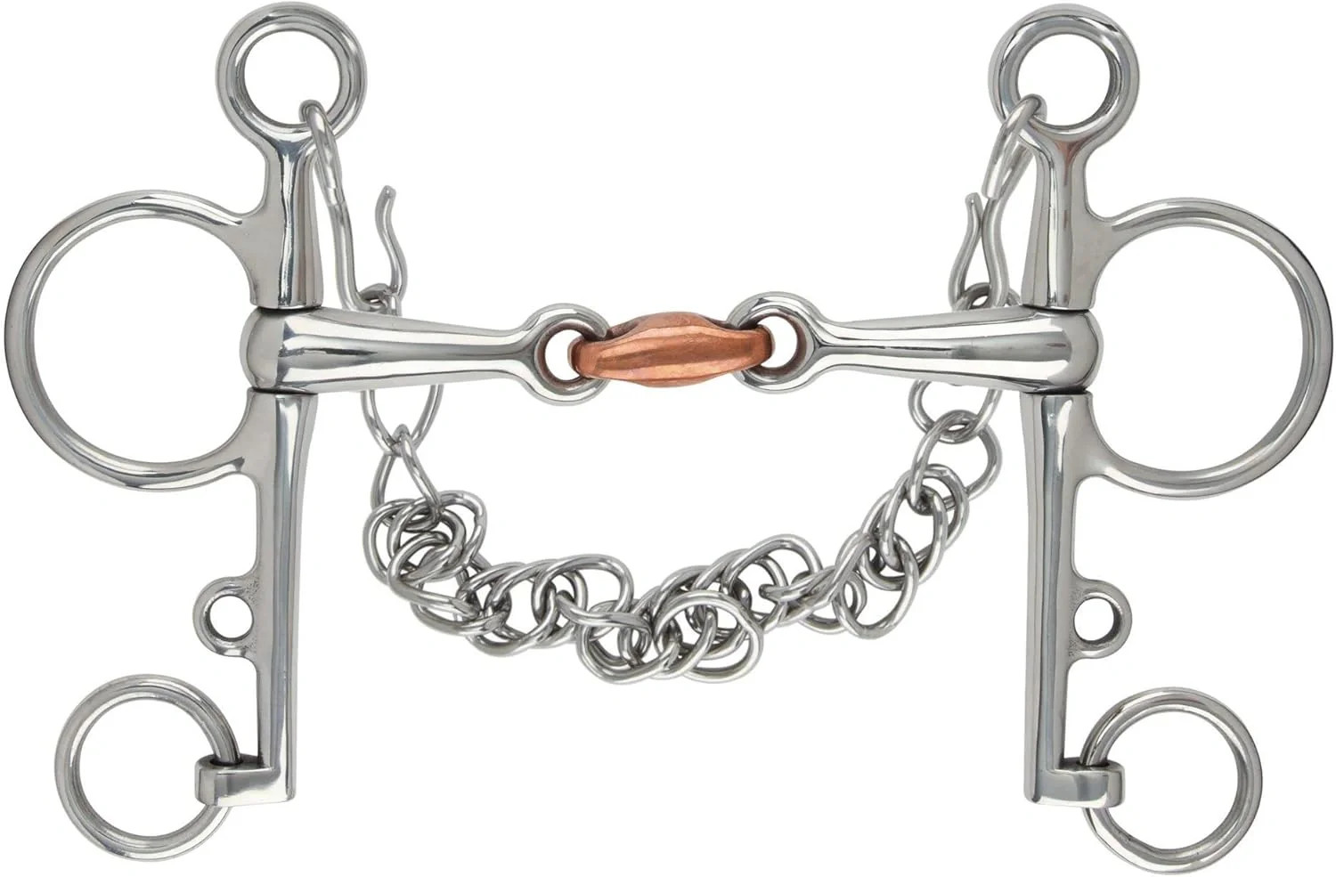 Shires Double Jointed Copper Lozenge Pelham Horse Bit - Stainless Steel &