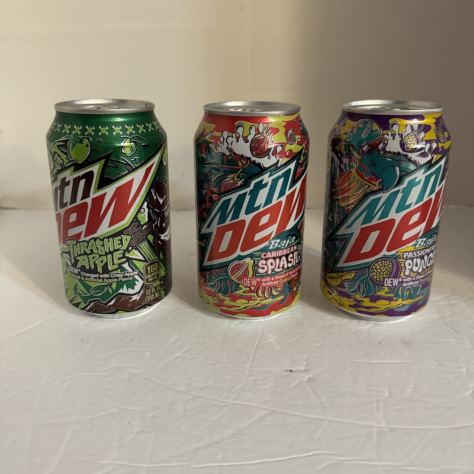 Mountain Dew 12 Oz Can Lot Of 3 Baja Cans