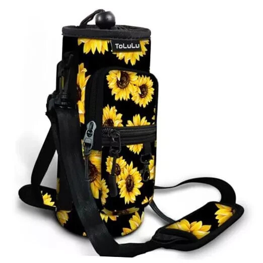Water Bottle Carrier Bag 25/32/40oz with Phone Pocket, 25 OZ Sunflower