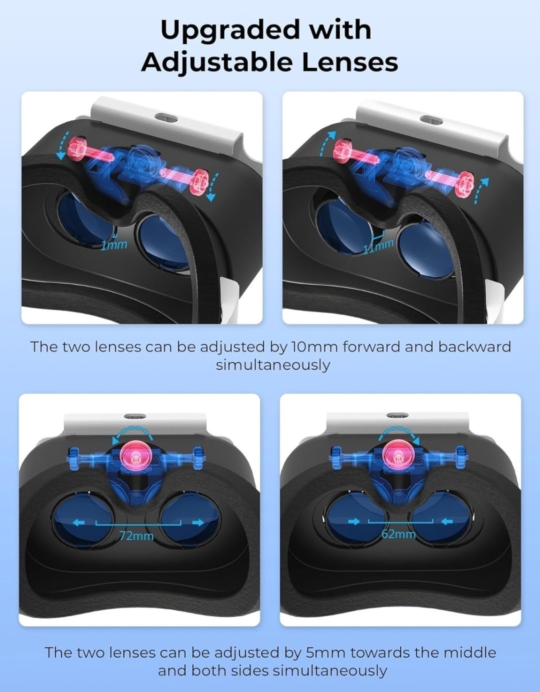 VR Headset for Nintendo Switch OLED VR Glasses W/ Adjustable Lens Head Straps