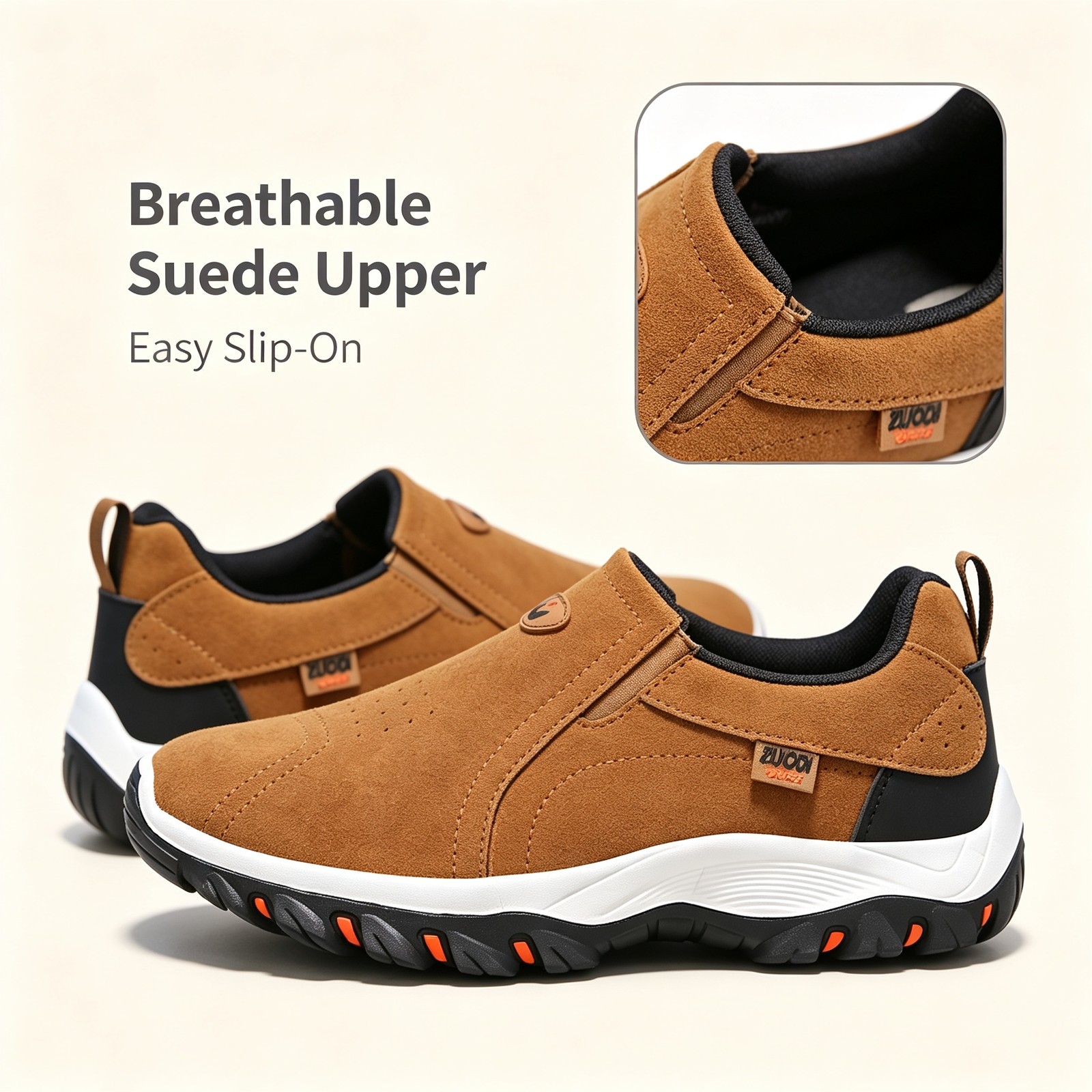 Athletic Slip On Hiking Sneakers Men Outdoor Mountain Casual Walking Shoes