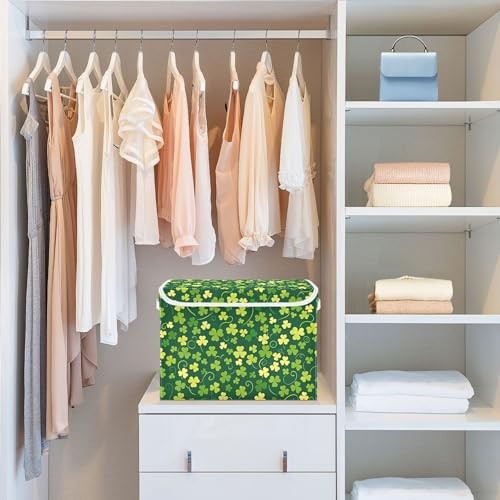 St. Patrick's Day Storage Bins with Lids and Carrying Handle,Foldable Storage