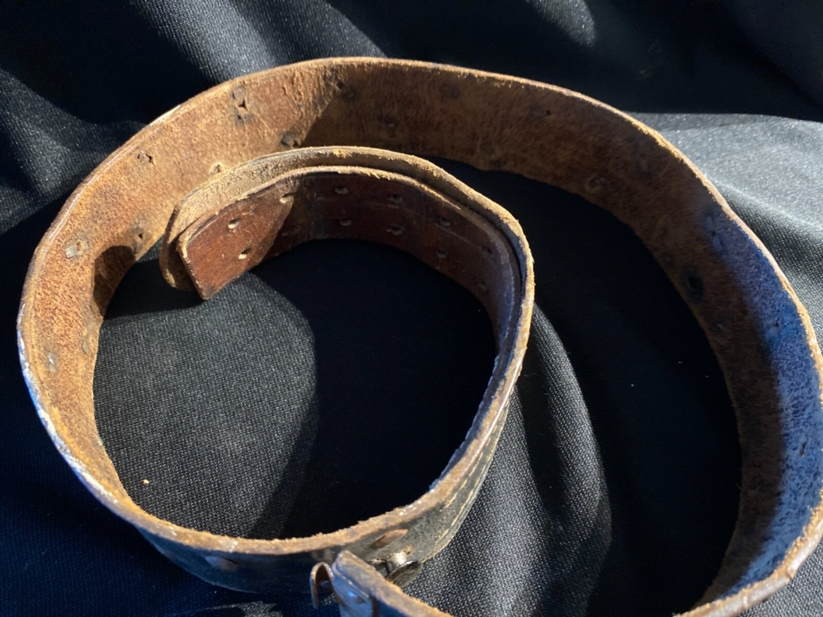 WW2 German Black Leather Belt with Rare Studs