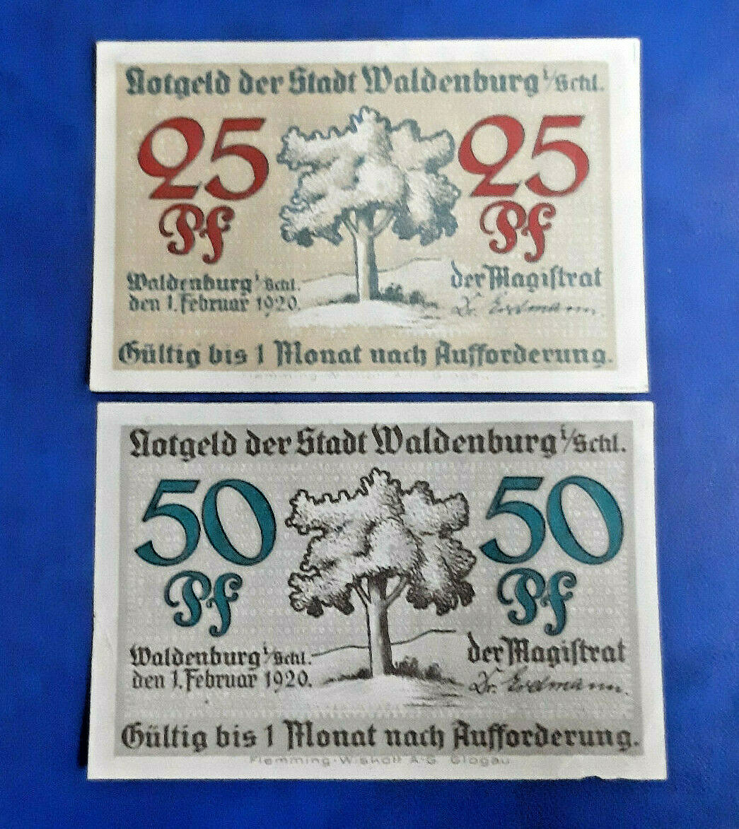 WALDENBURG (WAŁBRZYCH) NOTGELD 25,50 PFENNIG 1920 EMERGENCY MONEY GERMANY (19523