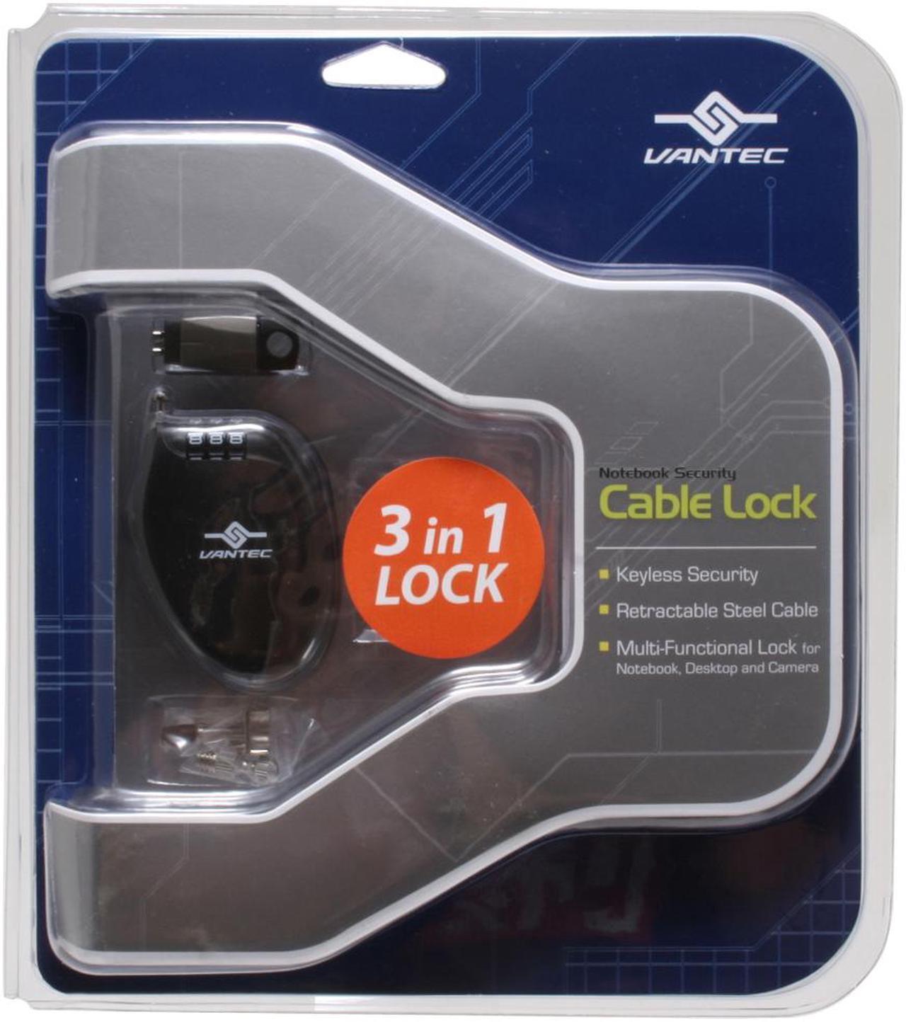 VANTEC Retractable Notebook Cable Lock Set NBL-S100