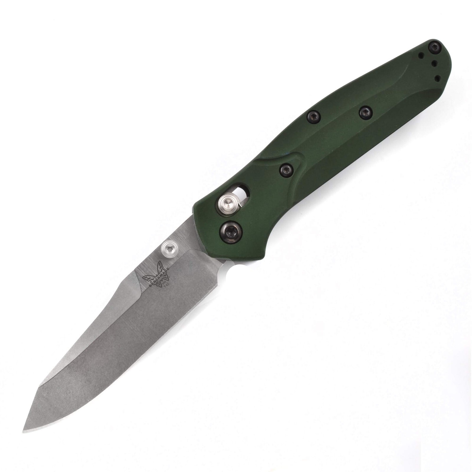 Benchmade Pocket Knife Mini Osborne Green Handle Satin Reverse Tanto Blade 945