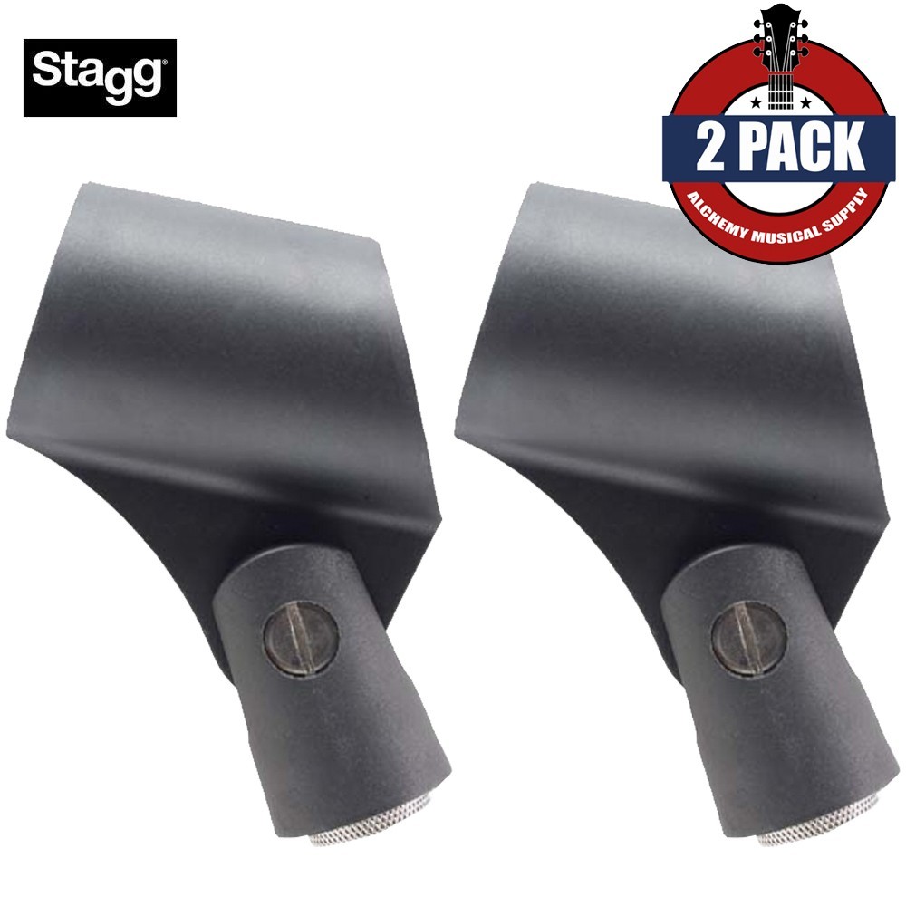 2-PACK Stagg MH-8AH Rubber Microphone Holder Clip For Microphone Stand