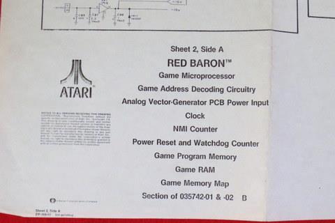 Vintage ATARI Red Baron Schematics Sheet No. 2, Side A