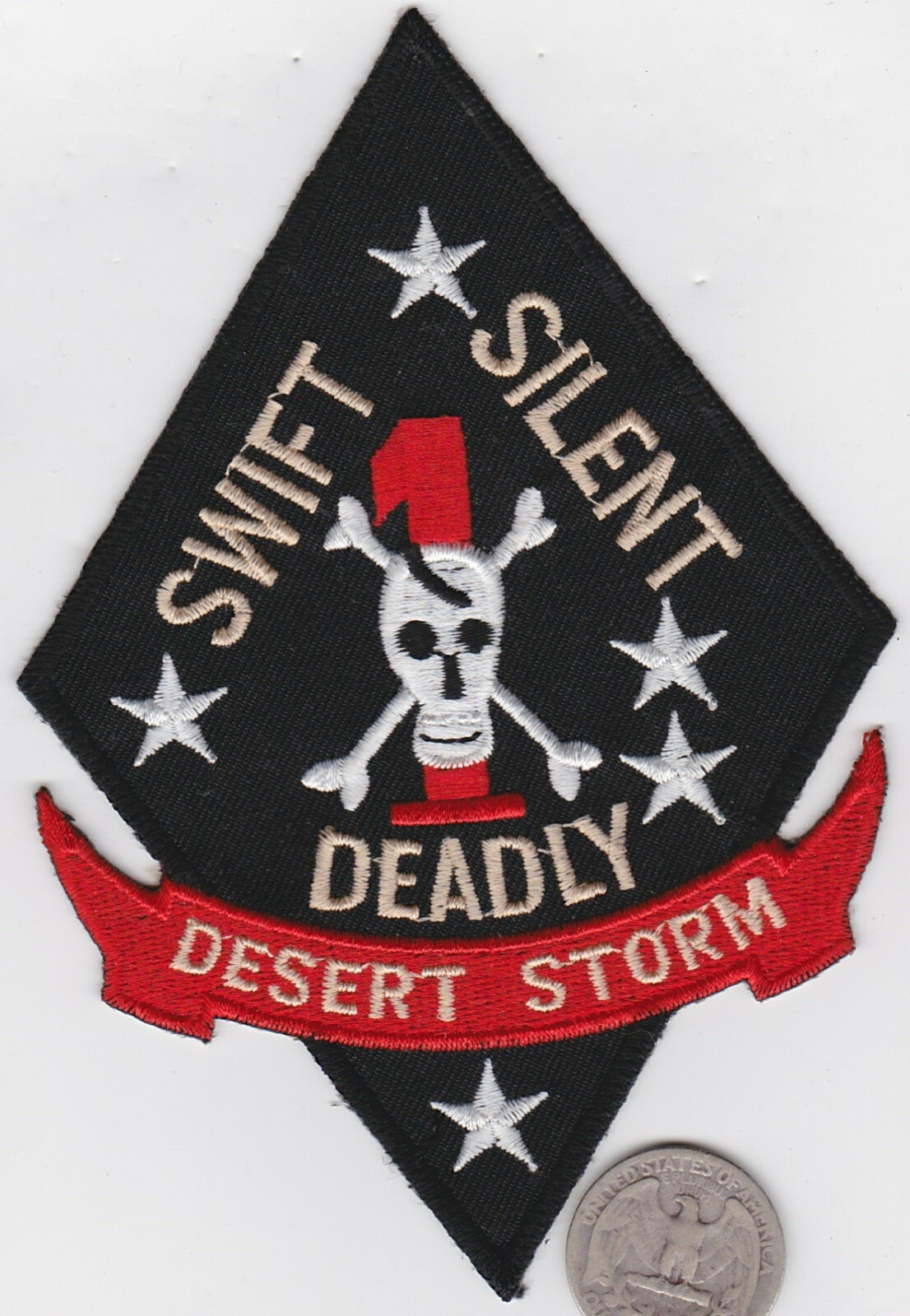 US Marine Corps Desert Storm PATCH 1st Recon Battalion USMC SWIFT SILENT DEADLY