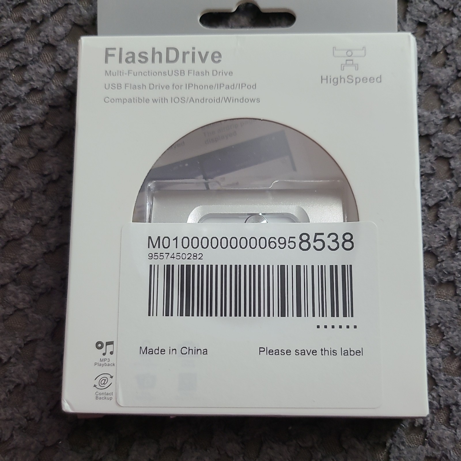 MALPHITE MPE006 Silver USB Flash Drive for iOS/Android, MP3, Backup