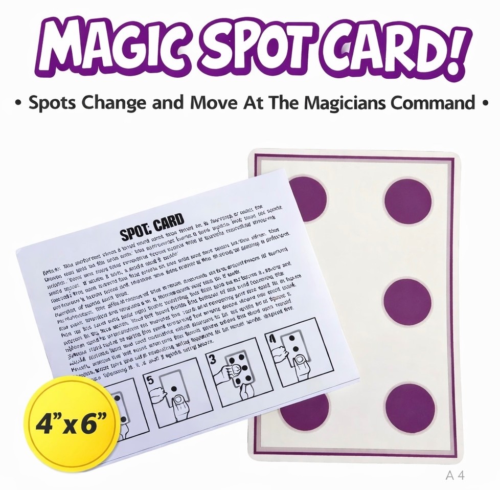6" x 4" JUMBO SPOT CARD DOMINO Magic Trick Purple Moving Spots Beginner Gag