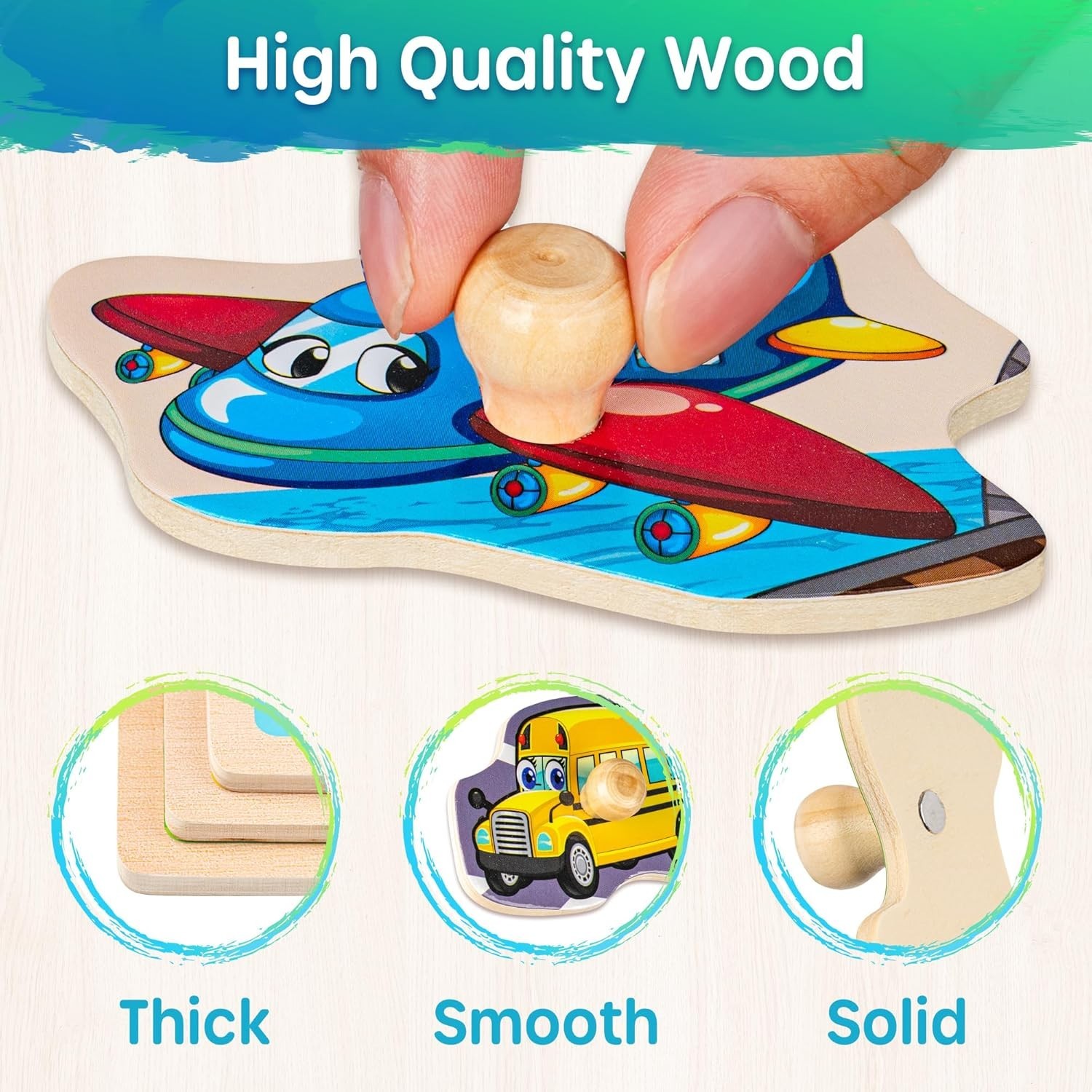 Educational Wooden Puzzles for 1-3 Olds