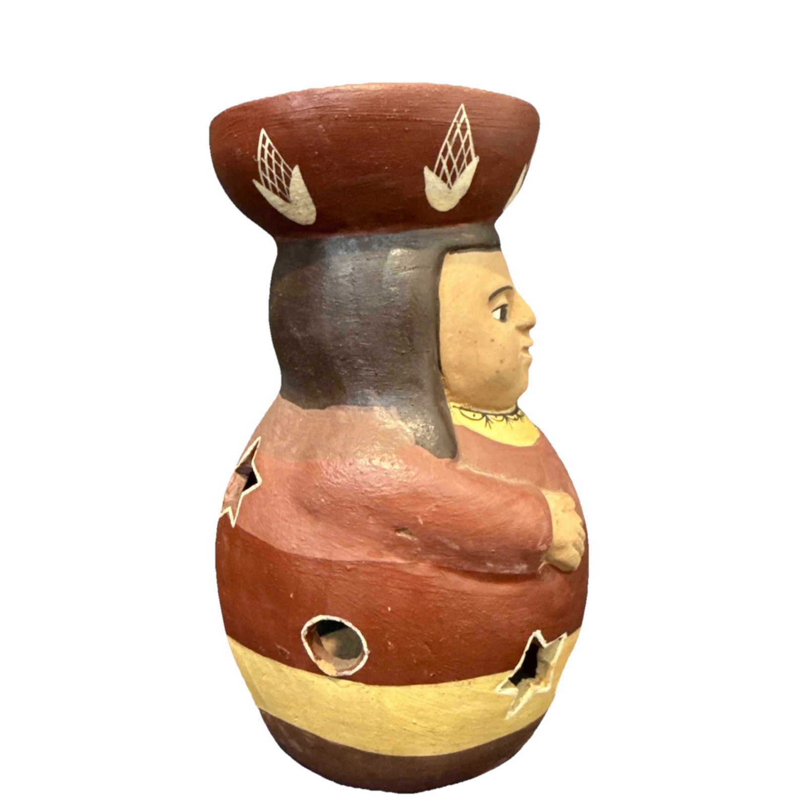Peruvian Clay Luminaria Folk Art Peru Hand Painted