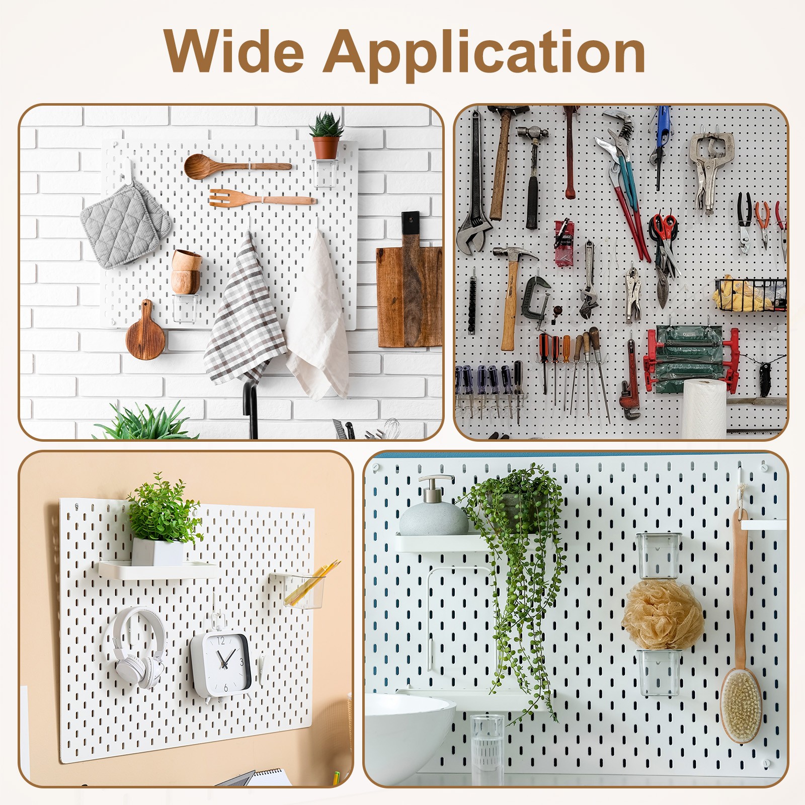 50 Pcs Pegboard Hooks, 6" Plastic Display Hooks for Craft Organization, White