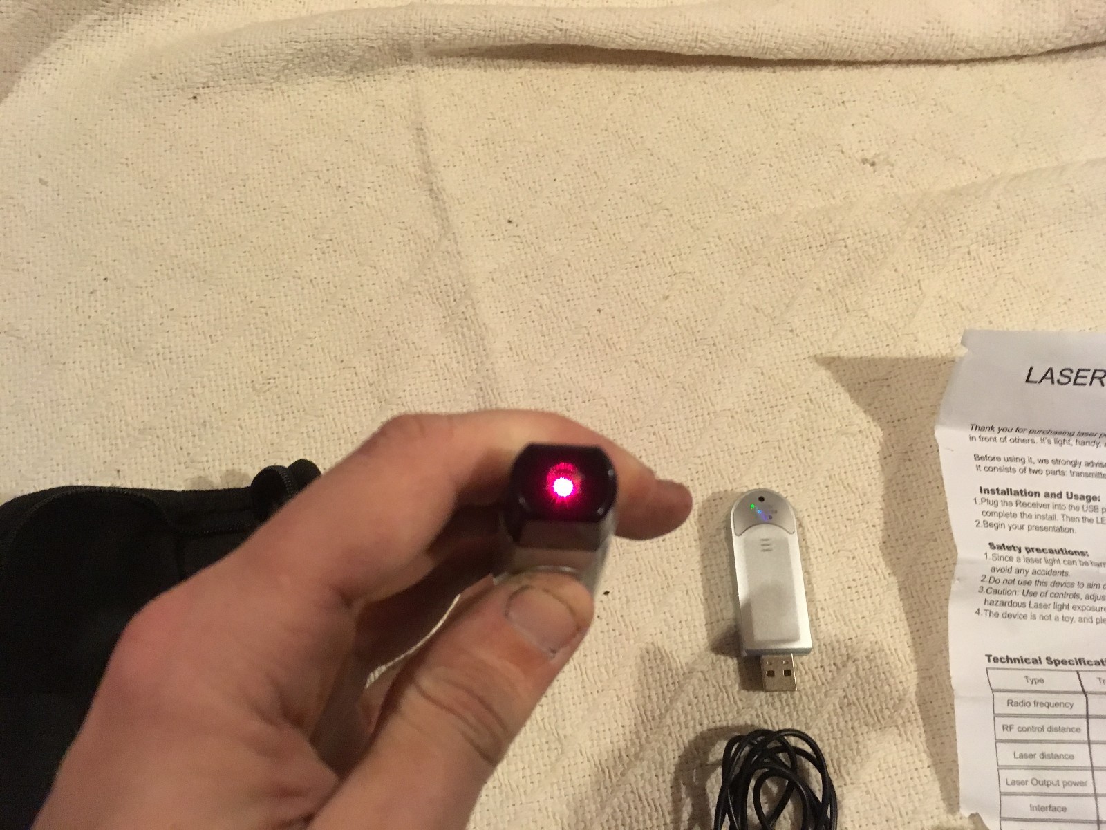 New CEdMA Red Laser Pointer Presenter USB Dongle Receiver 12V Battery