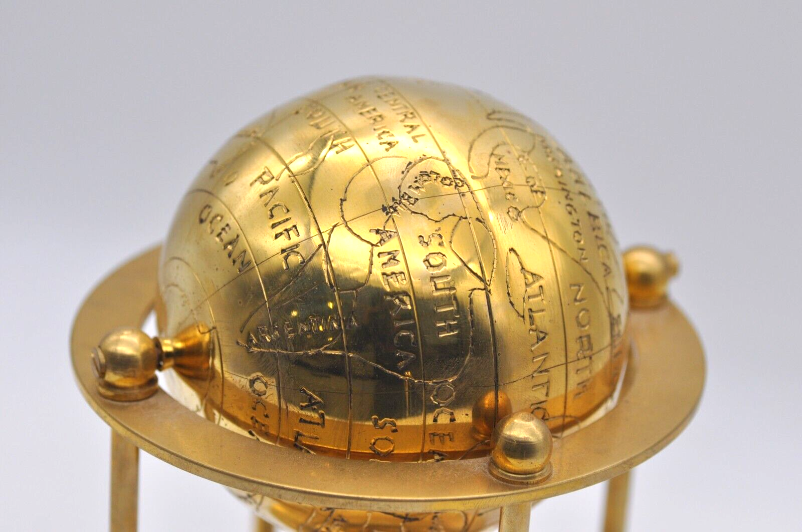 BRASS GLOBE AND COMPASS DECORATION