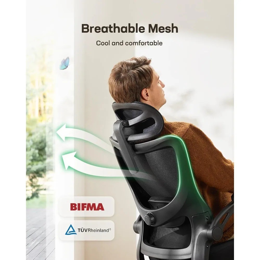 NEW Ergonomic High-Back Mesh Office Chair with Adjustable Lumbar & Headrest