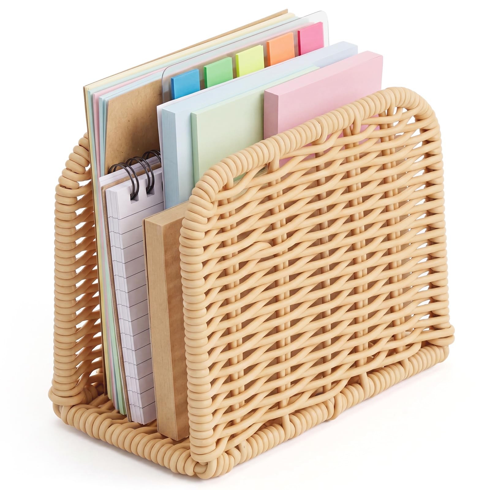 Rattan Organizer for Desk Holder Countertop Rattan Letter Sorter File Holder ...