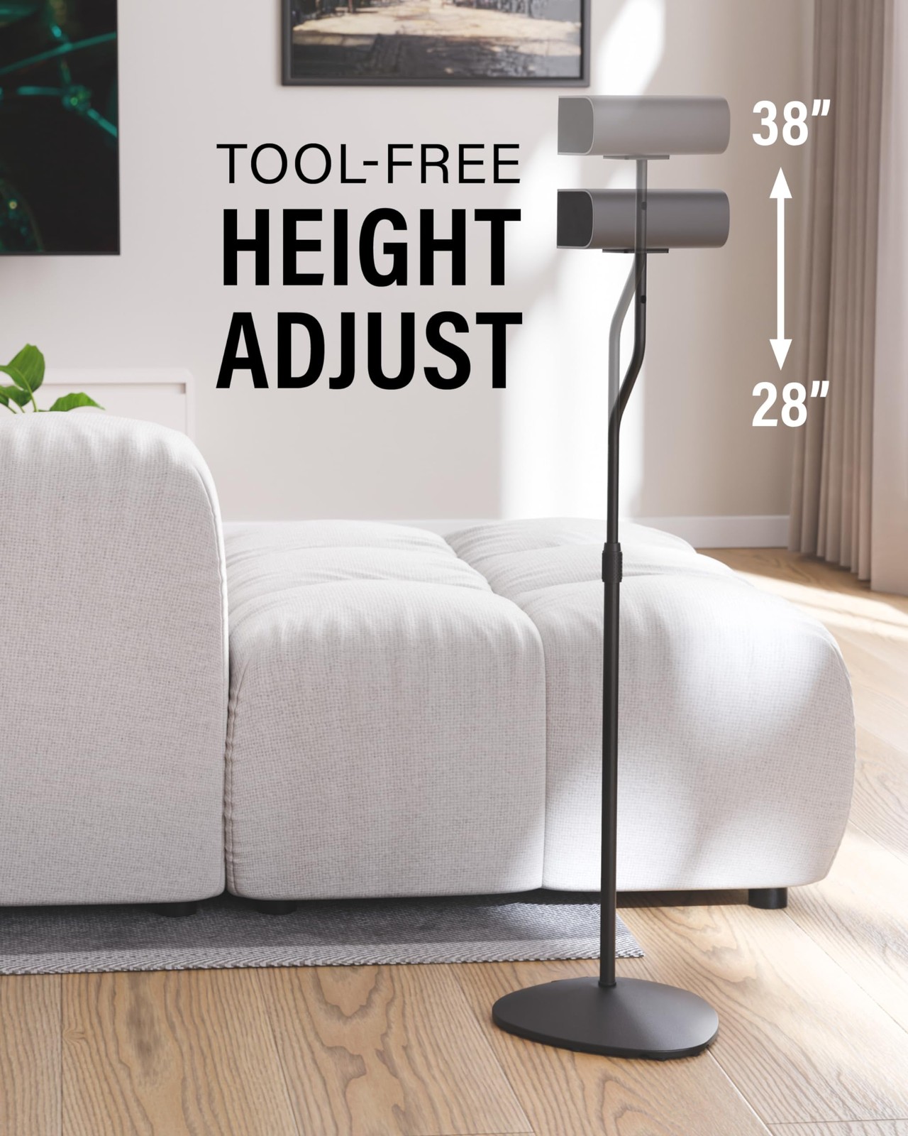 SANUS Adjustable Speaker Stands, Pair, 10 Height Adjustment, Universal Fit