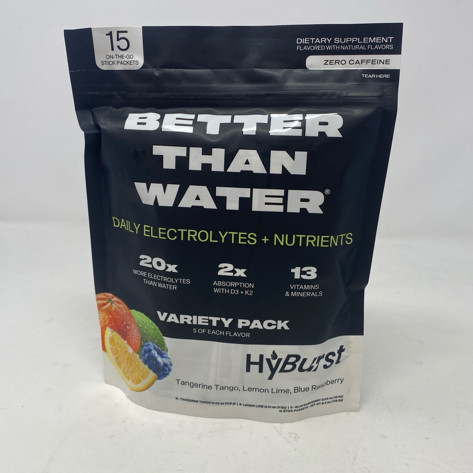 HyBurst Better Than Water Electrolyte Powder, Citrus, 15 Pack