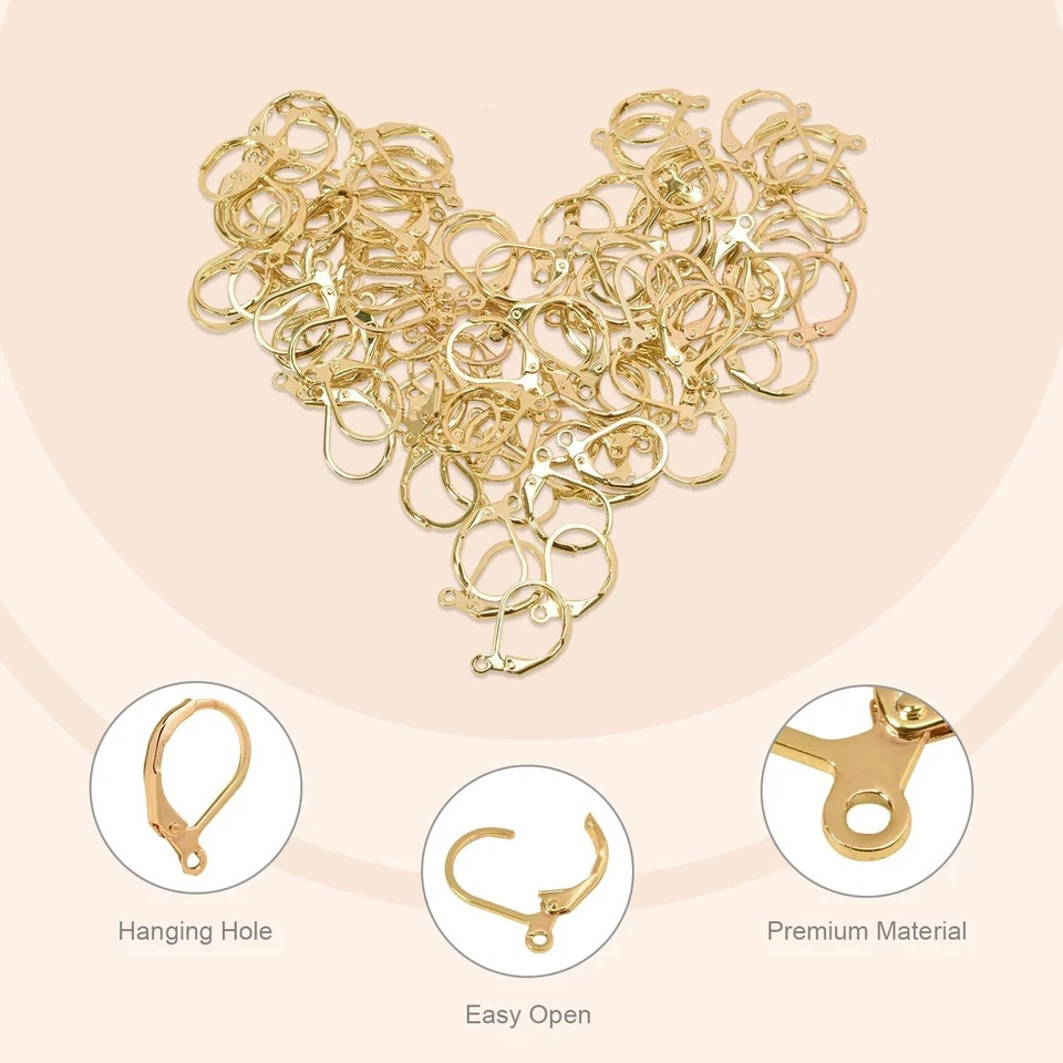 100pcs Gold Filled Leverback Earring Hooks Hypoallergenic Jewelry Making