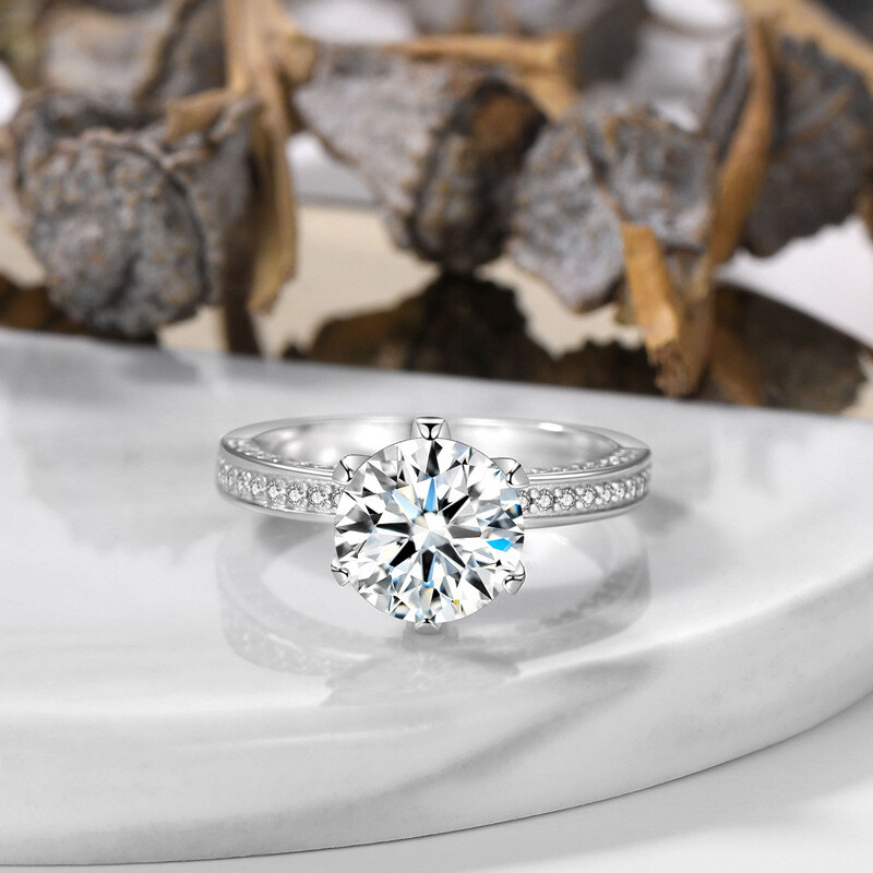 3.6ct Luxury Big Round Wedding Band Women's 925 Silver Engagement Ring Size 4-9