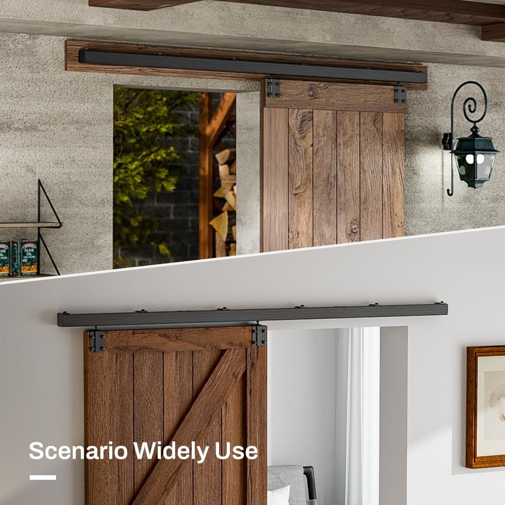 CCJH 4FT Wall Mount Kit Box Rail Hardware Sliding Barn Door Track,Carbon Steel
