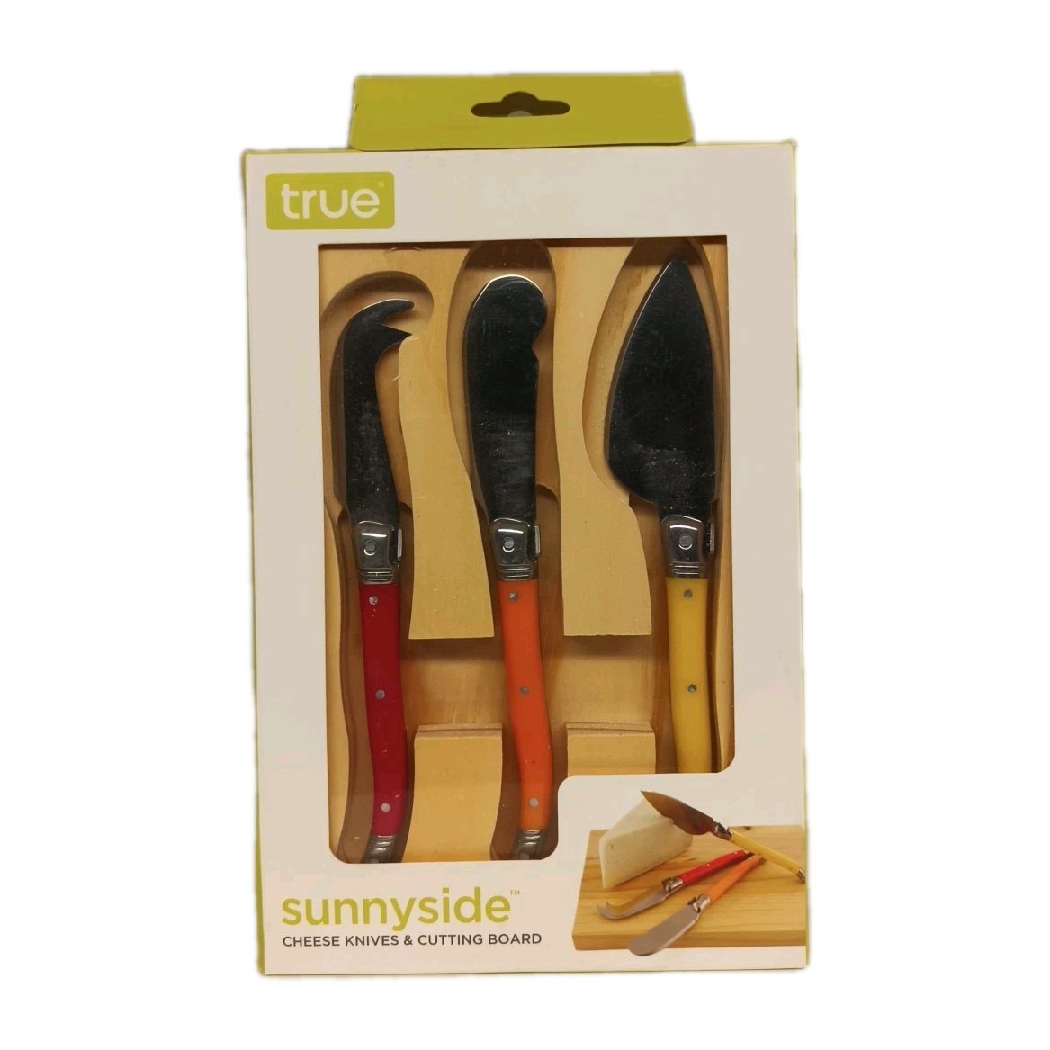 True Sunnyside Stainless Steel Cheese Knives & Cutting Board/Tray