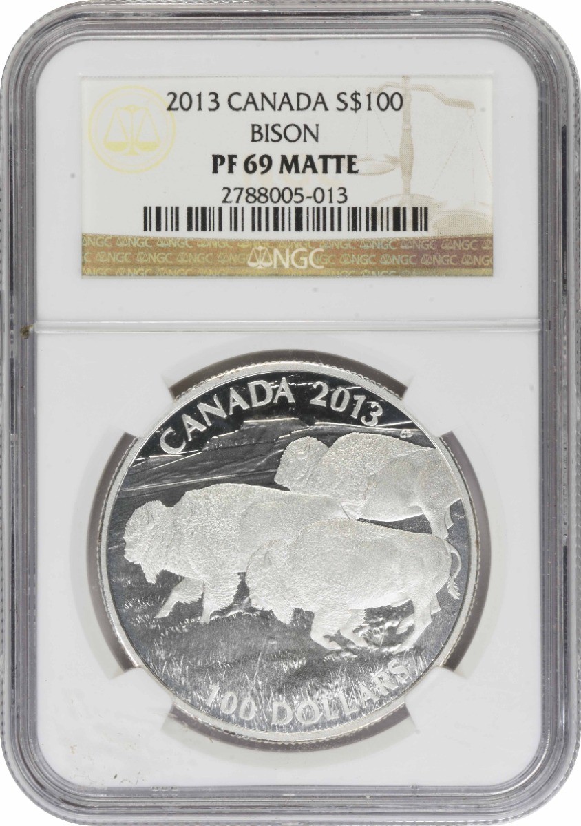 2013 Canada $100 Silver Bison PF69 Matte NGC