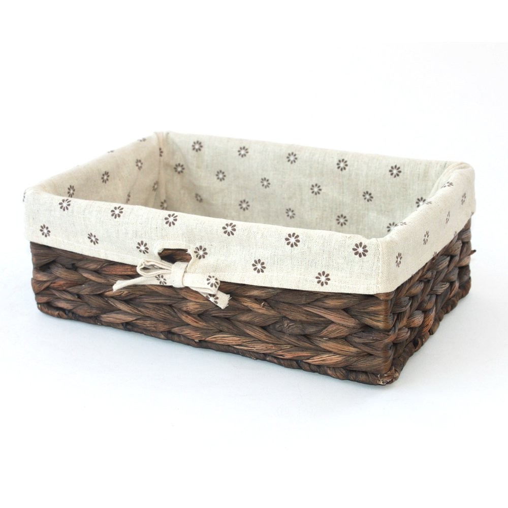 Storage Basket Natural Water Hyacinth Bins Rectangular Arts Crafts Organizer