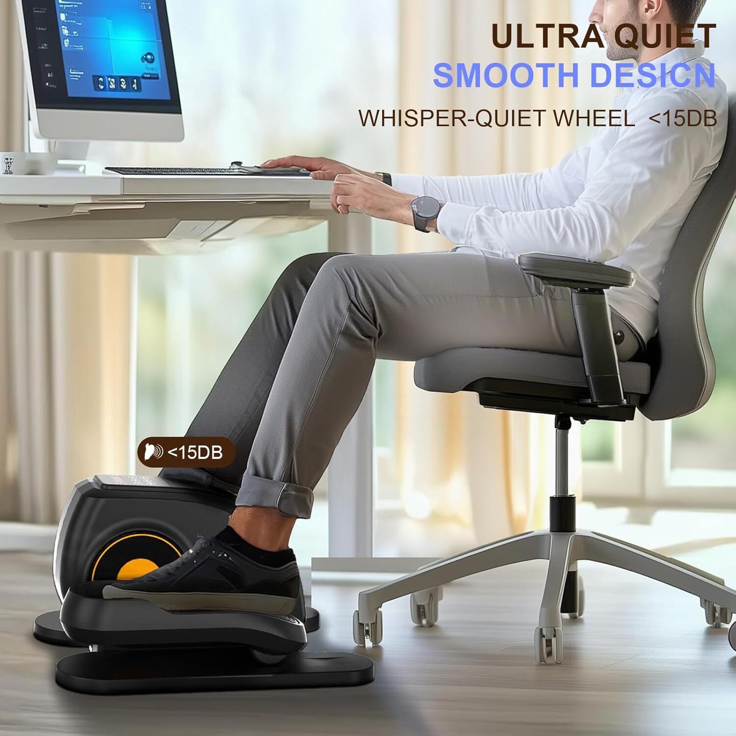 HOMEFLA Under-Desk Elliptical Machine Portable Pedal Exerciser Adjustable Speed