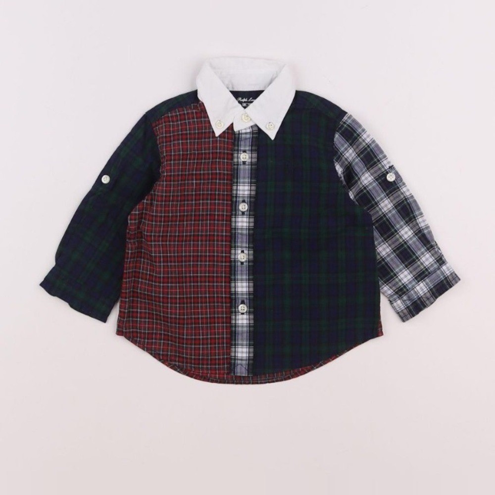 Ralph Lauren plaid button down shirt tartan Christmas holiday preppy size 18m