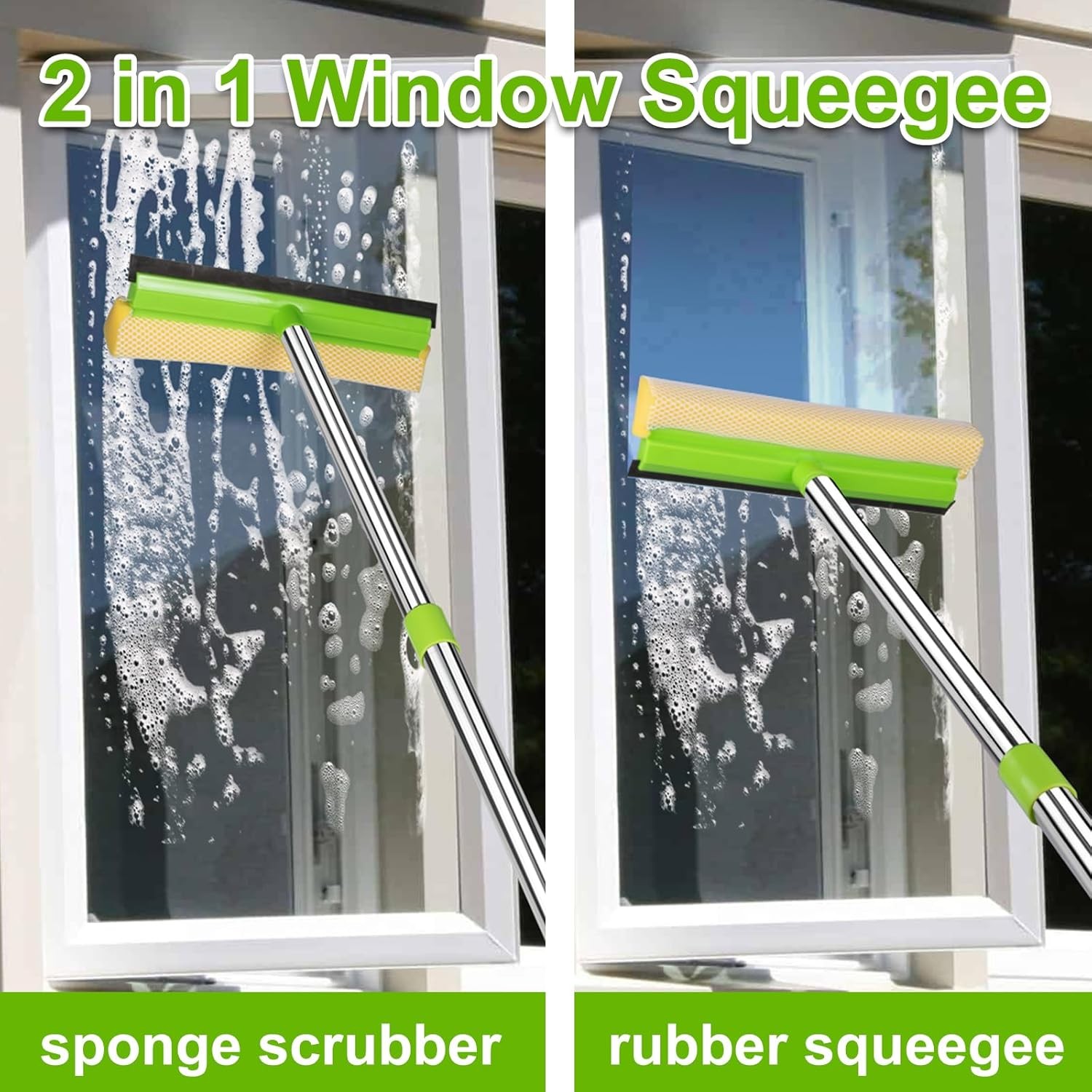 Window Squeegee, Squeegee for Window Cleaning, 2 in 1 Squeegee Window Cleaner
