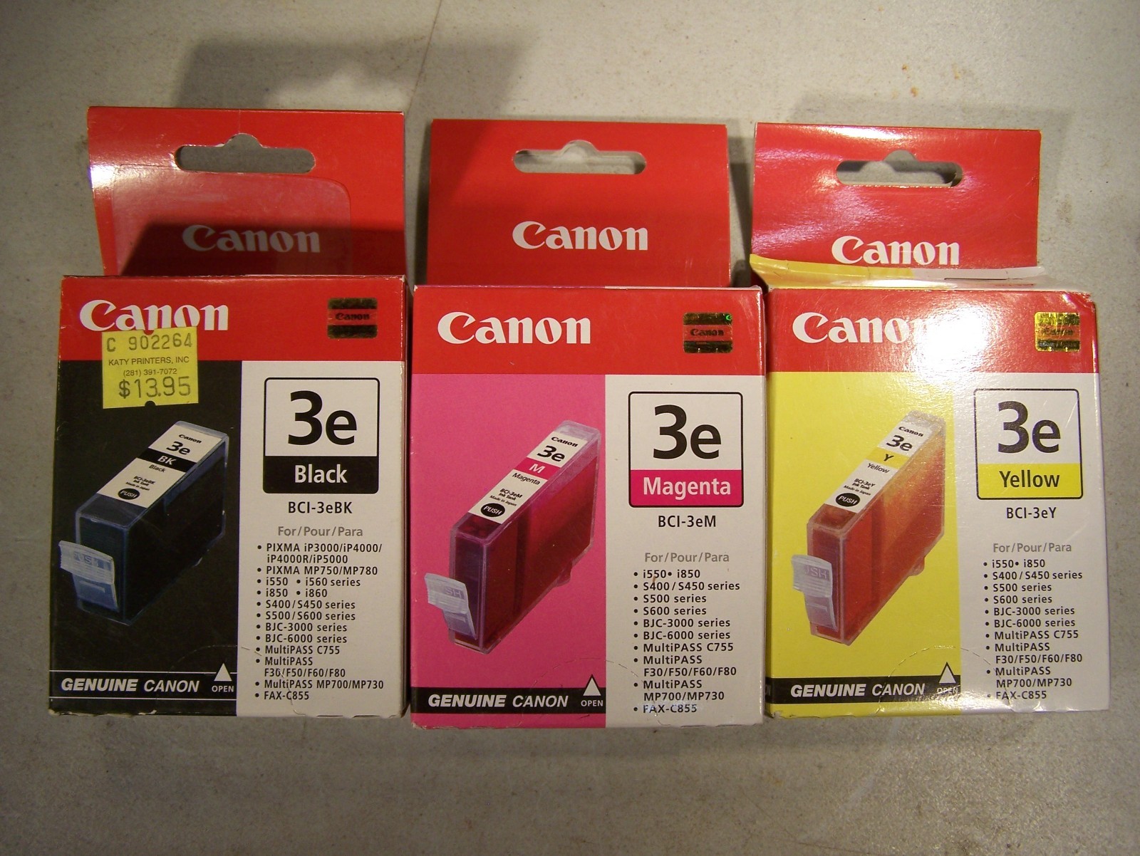 Canon BCI 3e Black Ink Cartridge + Magenta and Yellow – NEW – GENUINE - SEALED