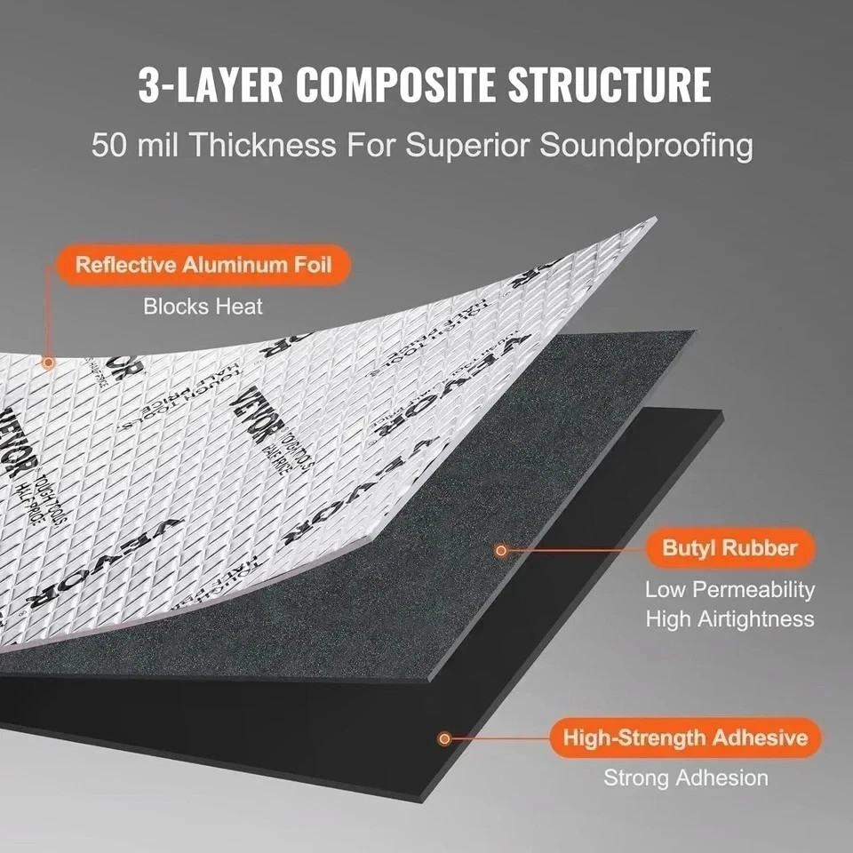 52 SqFt Car Sound Deadener Mat Proofing Thick Insulation Material Dynamat Noise