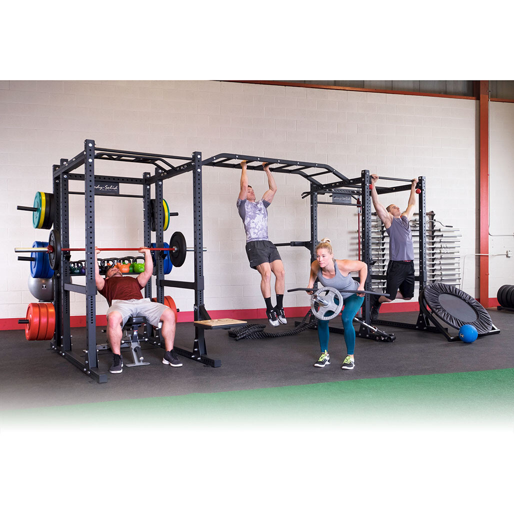 Body-Solid Pro ClubLine Double SPR1000 Power Racks, Rear Extensions, Monkey Bars