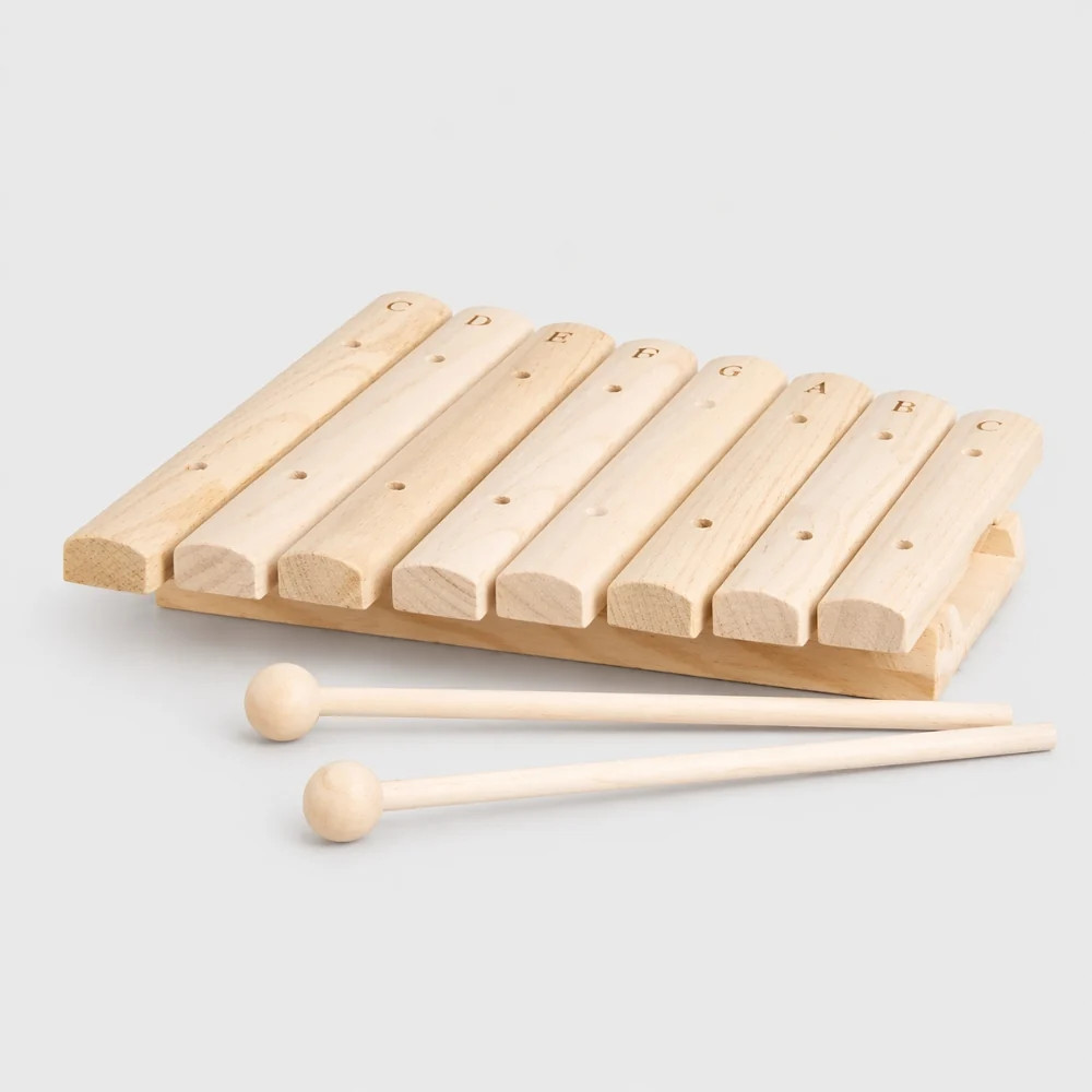8 Note Wooden Xylophone With Two Beaters Traditional Music Instrument