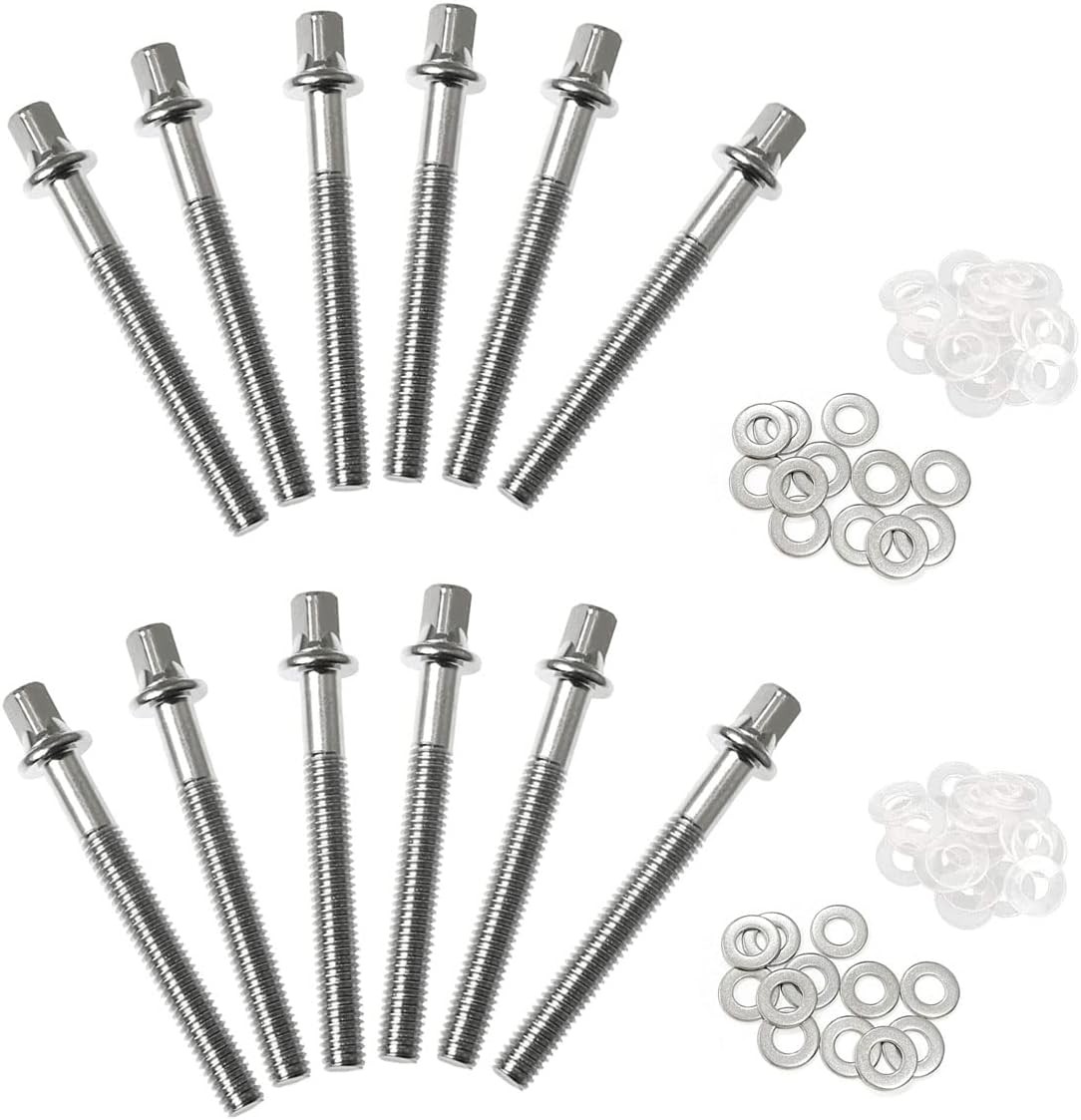 Drum Set Hardware 12-Pack Stainless Steel Drum Tight Screw Tension Rods for Perc
