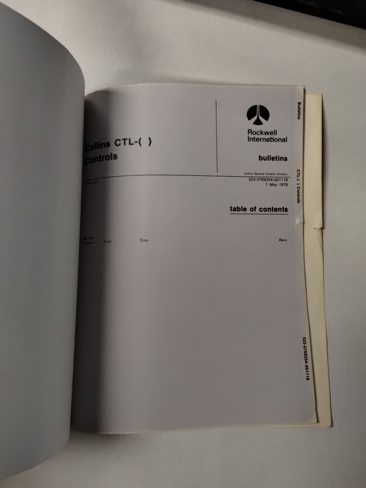 Collins CTL- ( ) Controls Instruction Book 523-0769247-00111A-Original