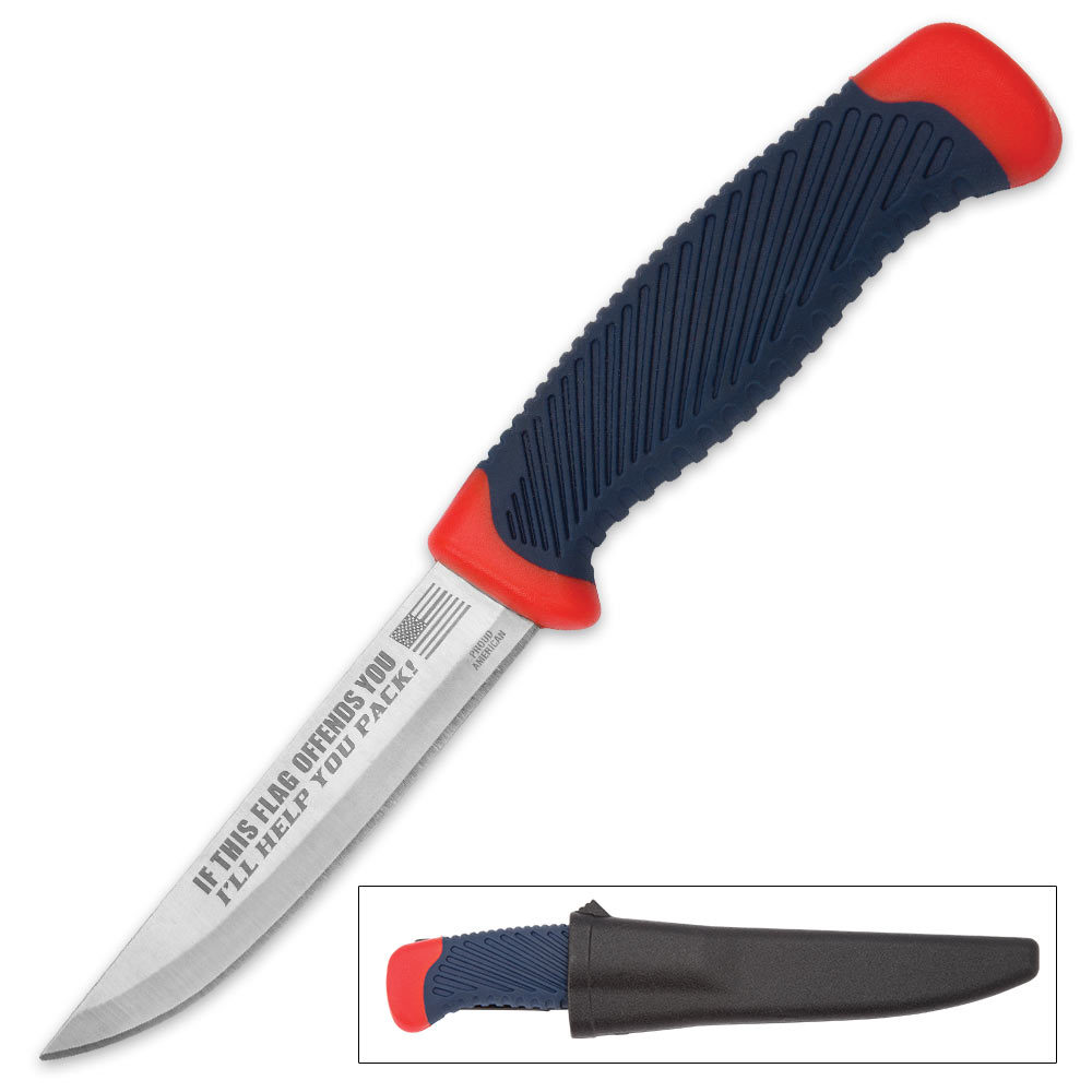 "If this Flag Offends You..." Patriotic Multipurpose Fixed Blade BK3394 NEW