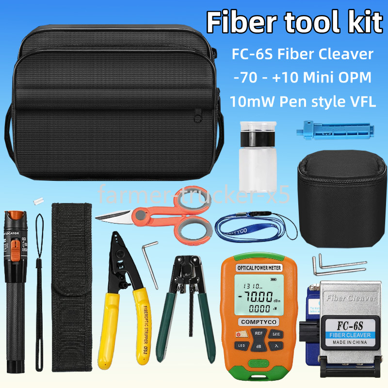 FTTH Fiber Optic Tool Kit With FC-6S Fiber Cleaver -70 - +10 Optical Power Meter