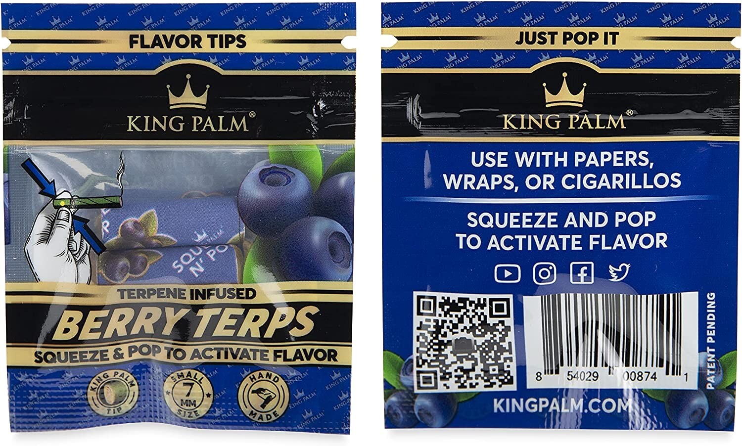 King Palm | Flavored Filter Tips | Berry Terps | 1 Pack (2 Rolling Tips)