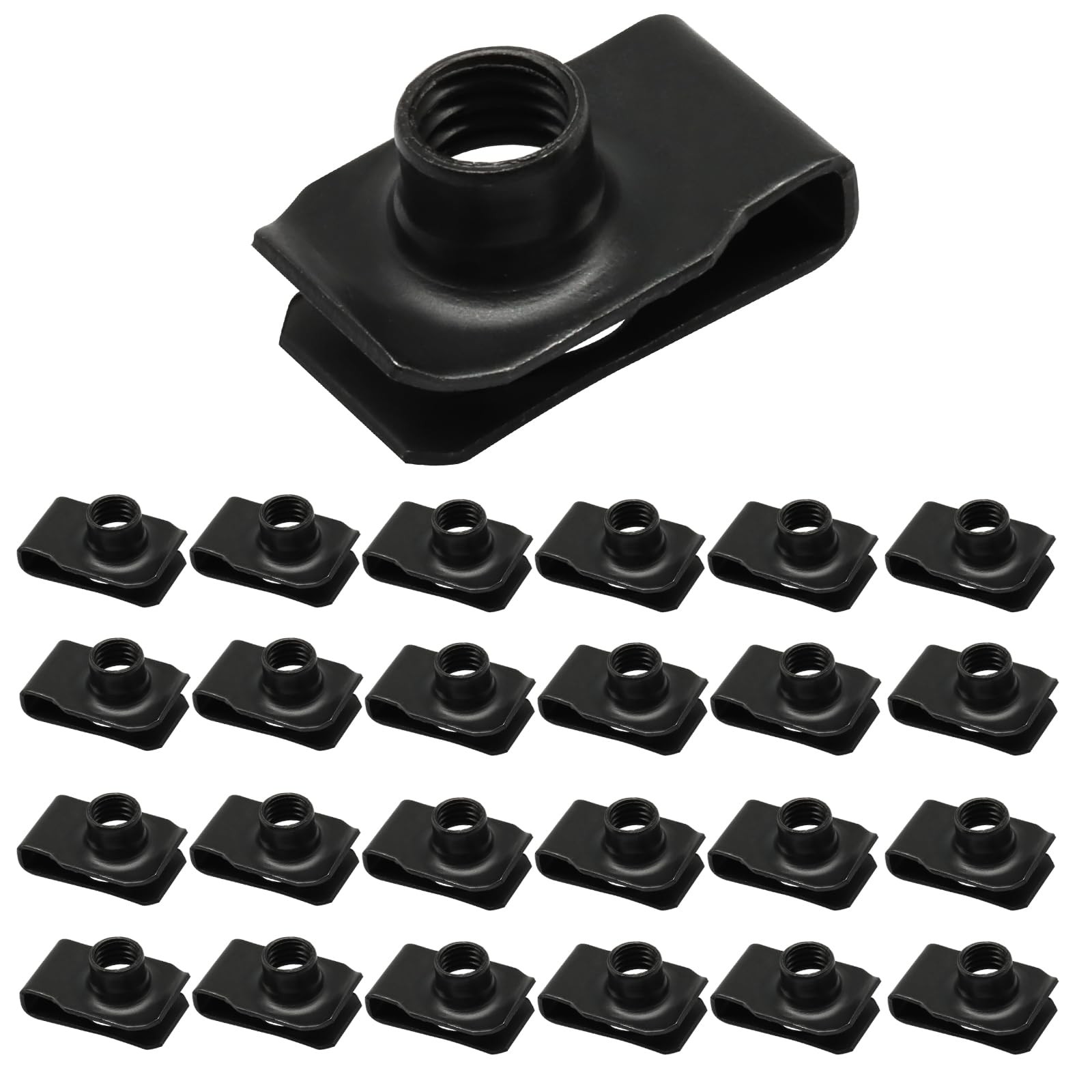 Cionyce 25 Pcs M8 U Type Nuts, Spring Steel Black Fasteners Automotive Clip R...