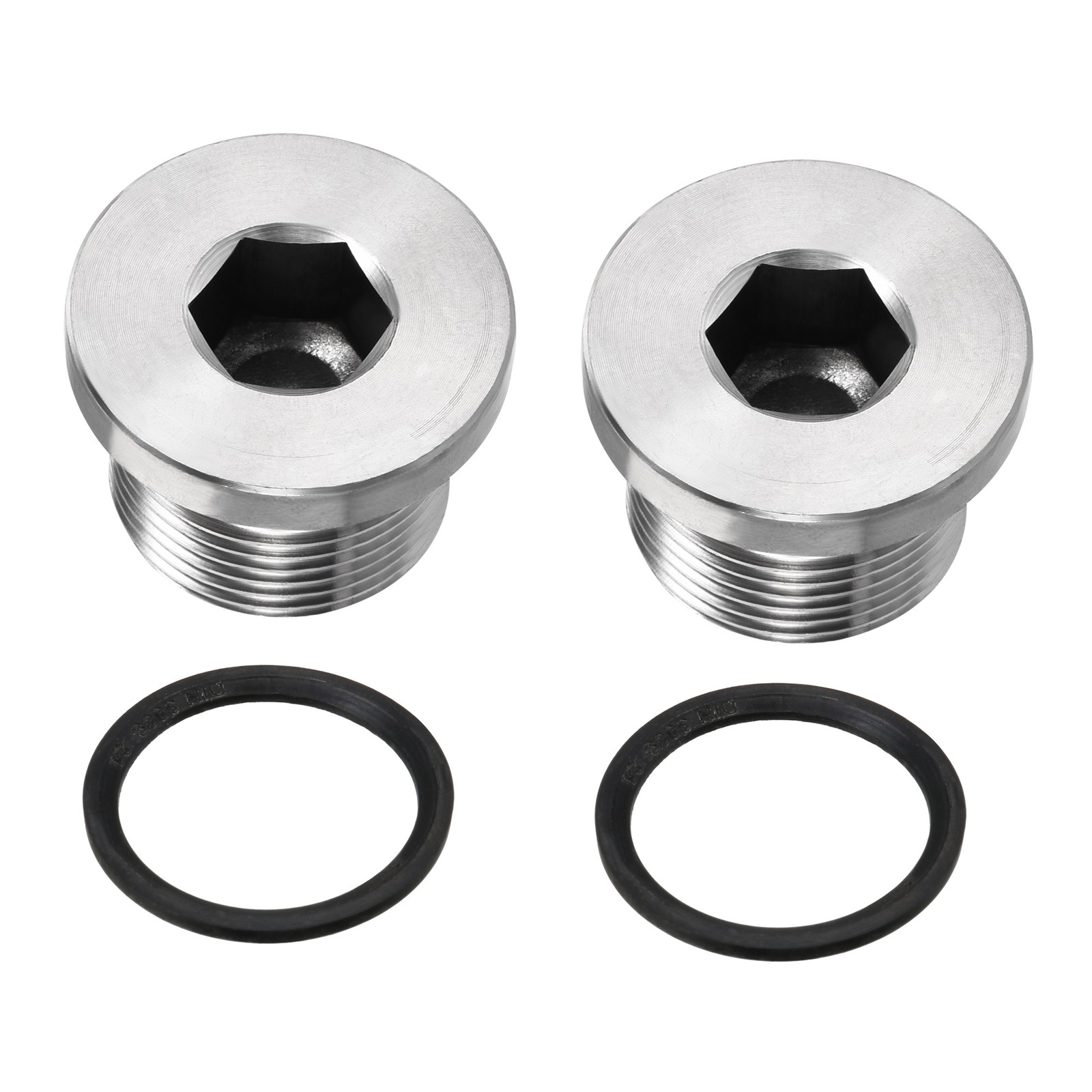 2 Pcs M24 x 1.5 Stainless Steel Internal Hex Head Socket Pipe Fitting (Silver)