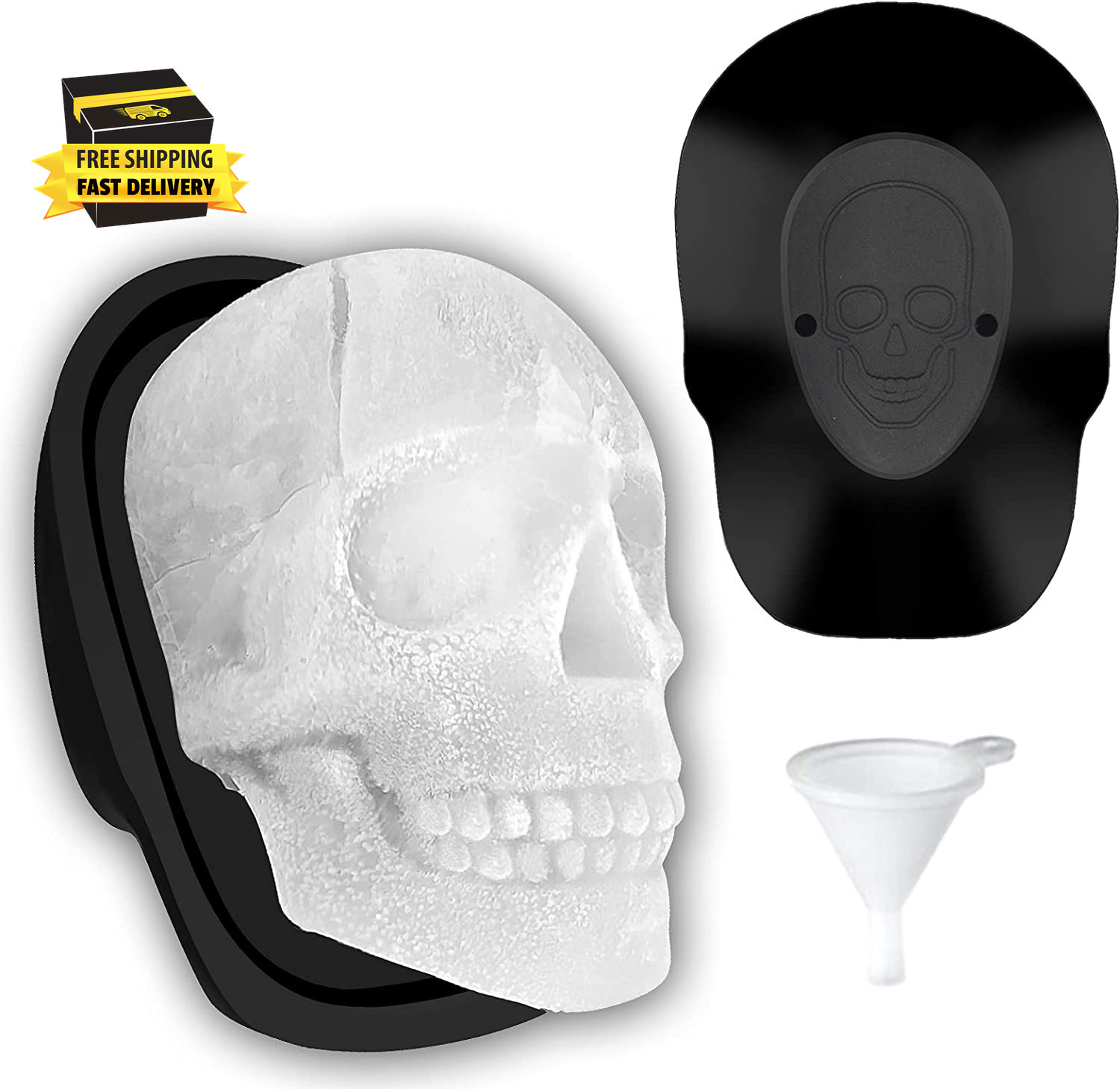 Extra Large 3D Skull Ice Cube Mold Silicone Ice Molds for Whiskey Ice Cube Trays