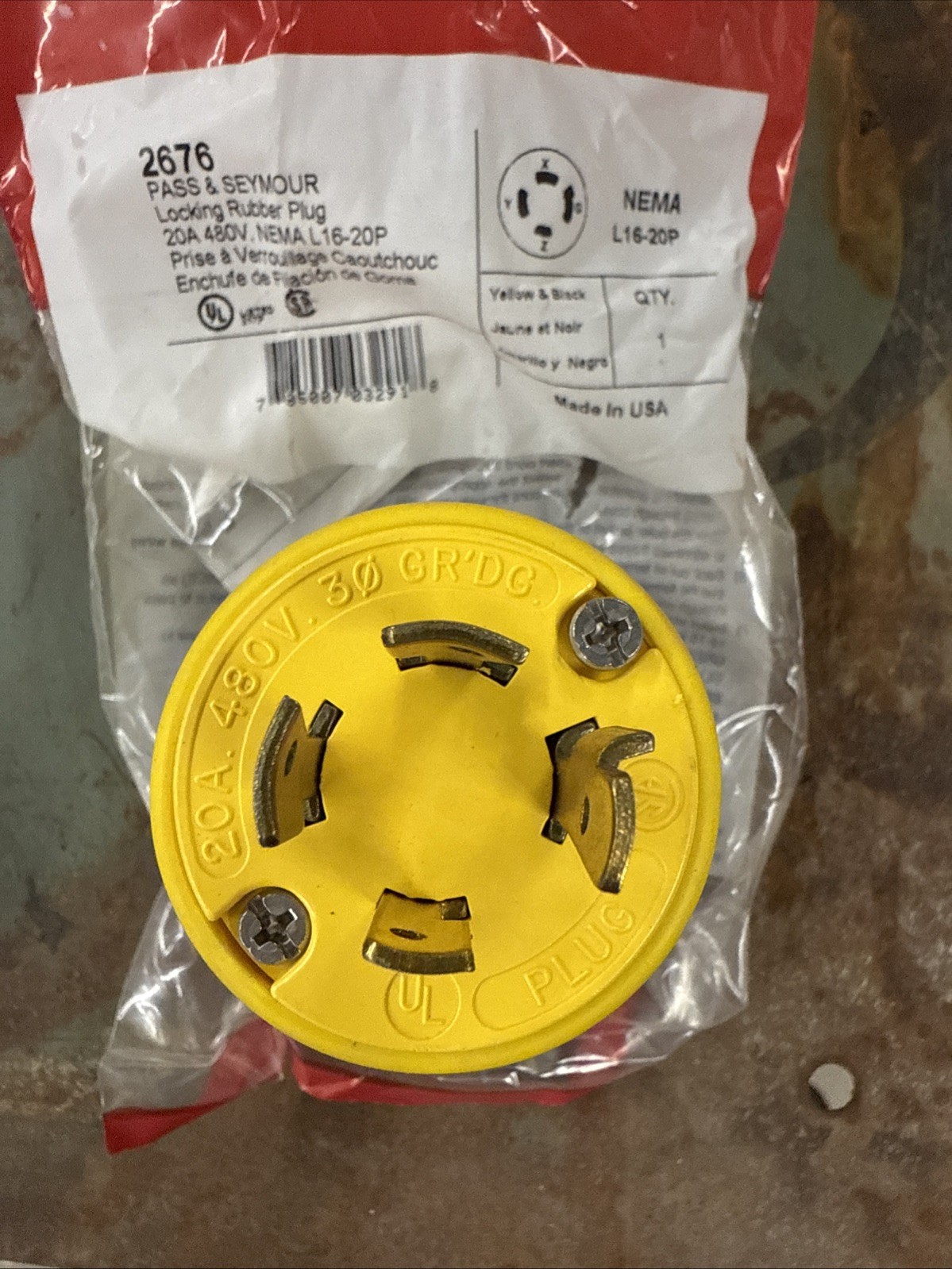 L16-20 Twist Lock Plug - NEMA L16-20P 20A, 480V [PS 2676]